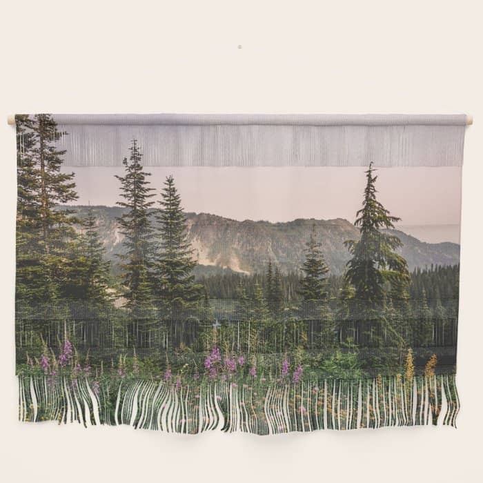 Mount Rainier Wildflower Adventure - National Park Wanderlust Wall Hanging