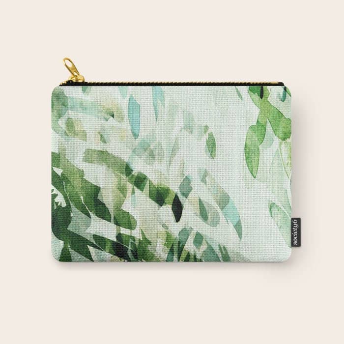 Fresh Summer Rain Abstract Watercolor Leaves Carry All Pouch
