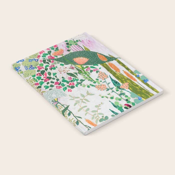 Painterly Floral Jungle On Pink And White Notebook
