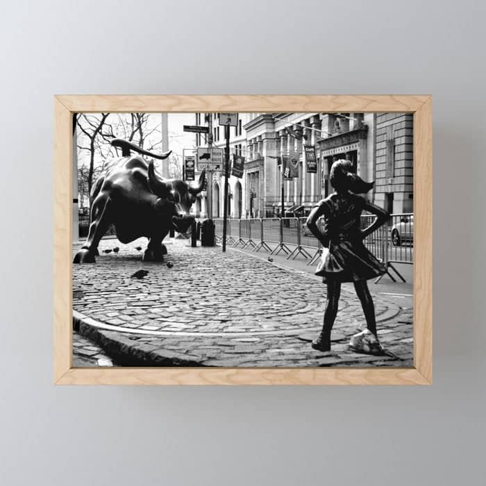 Fearless Girl And The Charging Bull Mini Art Print