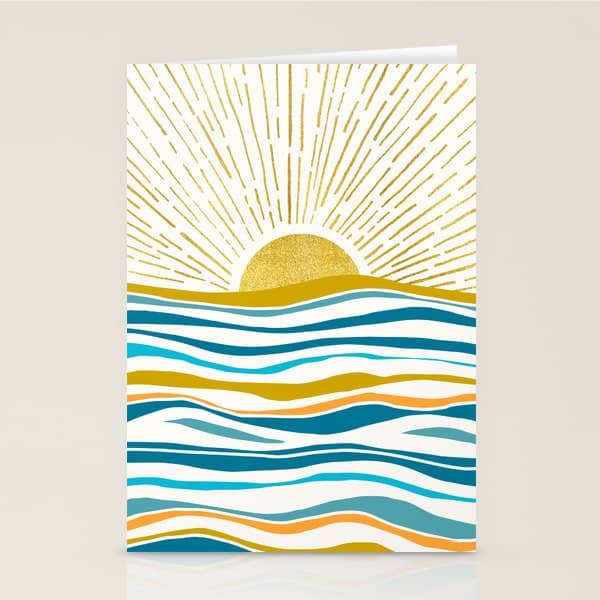 Sunrise At Sea Abstract Landscape Stationery Card