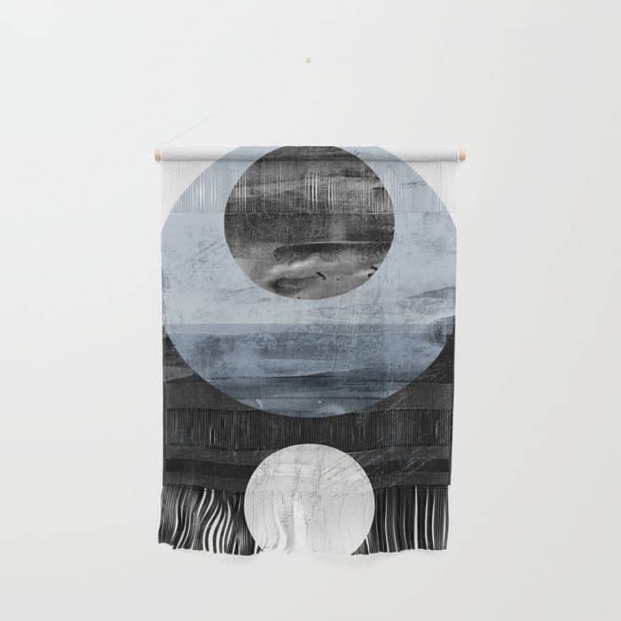 Circles Black And White Geometric Mid-Century Modern Abstract Wall Hanging