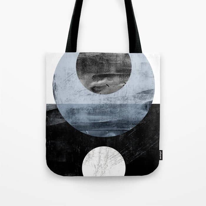 Circles Black And White Geometric Mid-Century Modern Abstract Tote Bag
