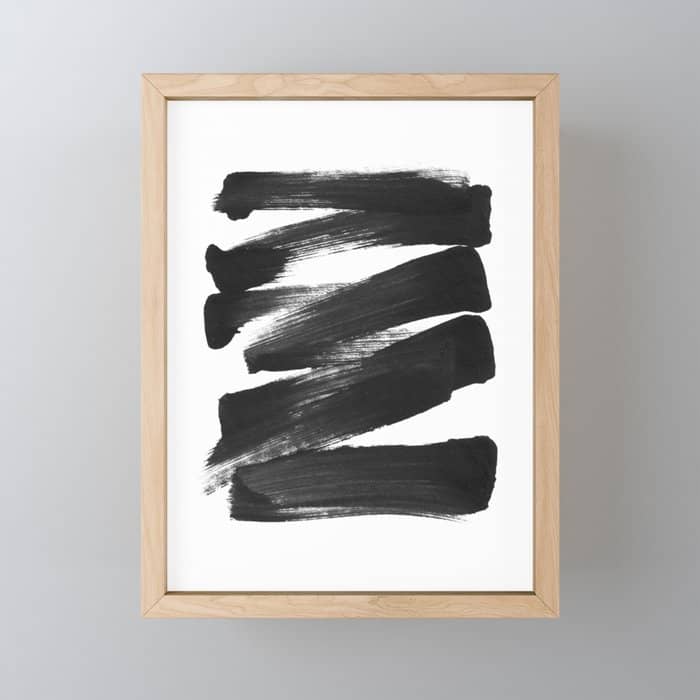 Black Brushstrokes Abstract Ink Painting Mini Art Print