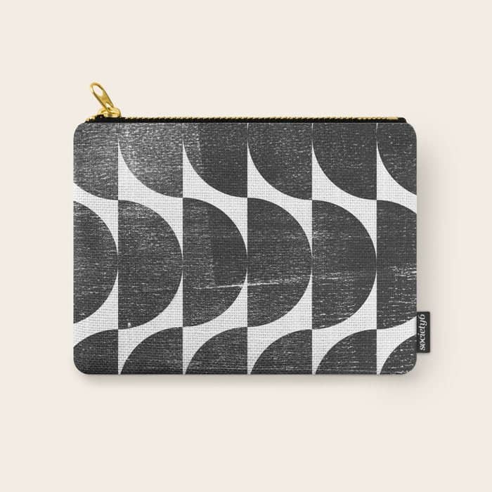 Mid Century Modern Op Art Black And White Pattern Carry All Pouch