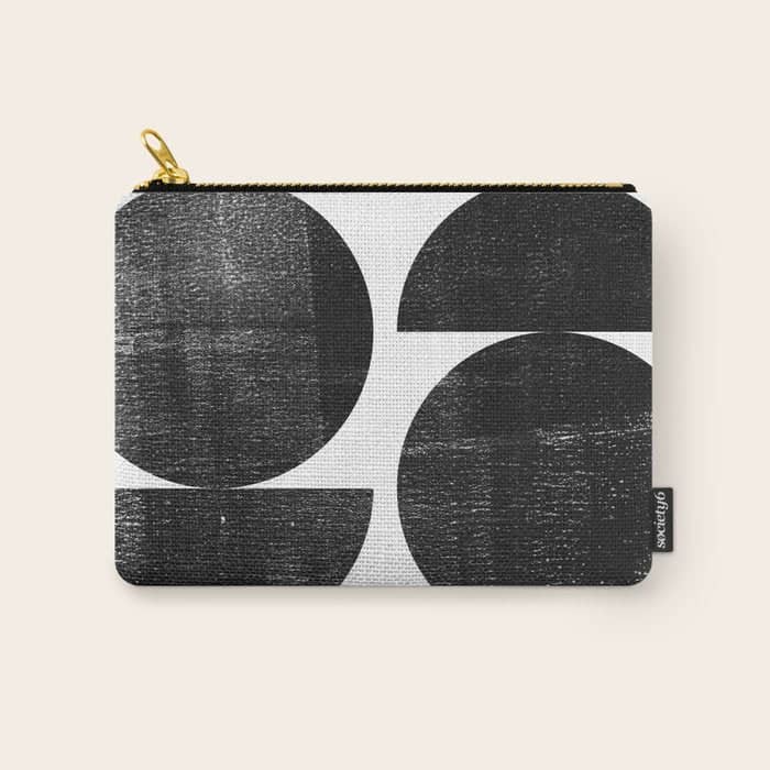 Black And White Mid Century Modern Circles Abstract Carry All Pouch