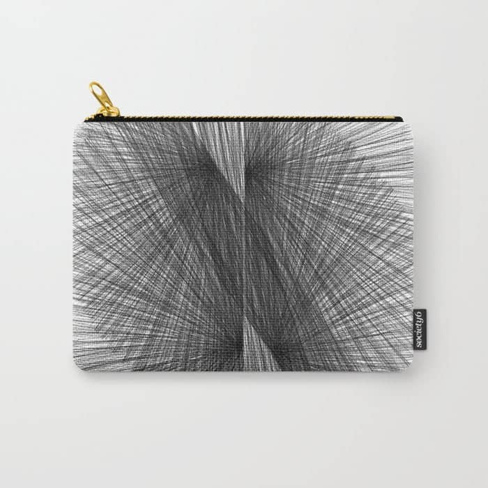 Black & White Mid Century Modern Radiating Lines Geometric Abstract Carry All Pouch