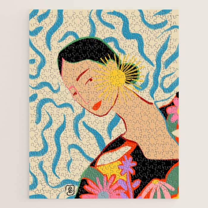 Smiling Woman And Sunshine Jigsaw Puzzle