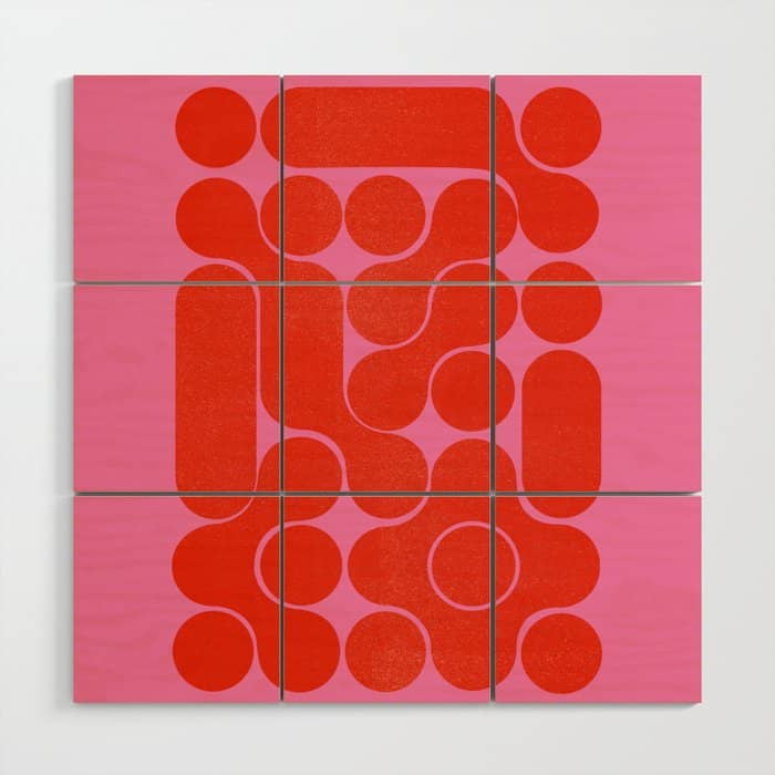 Abstract Mid-Century Shapes No 6 Wood Wall Art