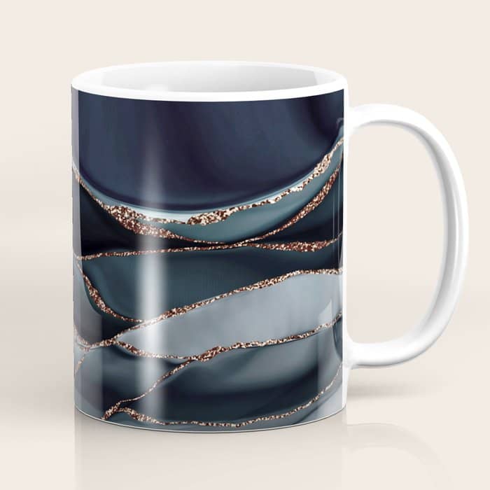Midnight Marble Deep Ocean Waves Coffee Mug