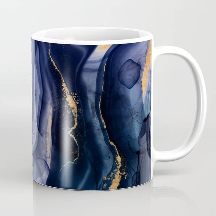Midnight Dark Blue Marble Alcohol Ink Marble Art Flashes Coffee Mug