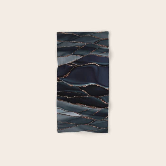 Midnight Marble Deep Ocean Waves Bath Towel