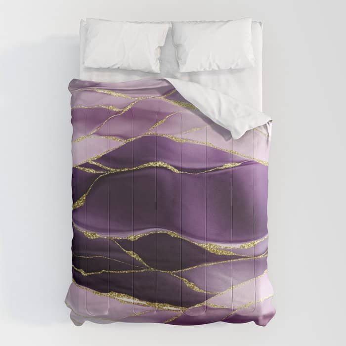 Day And Night Purple Marble Landscape Comforter