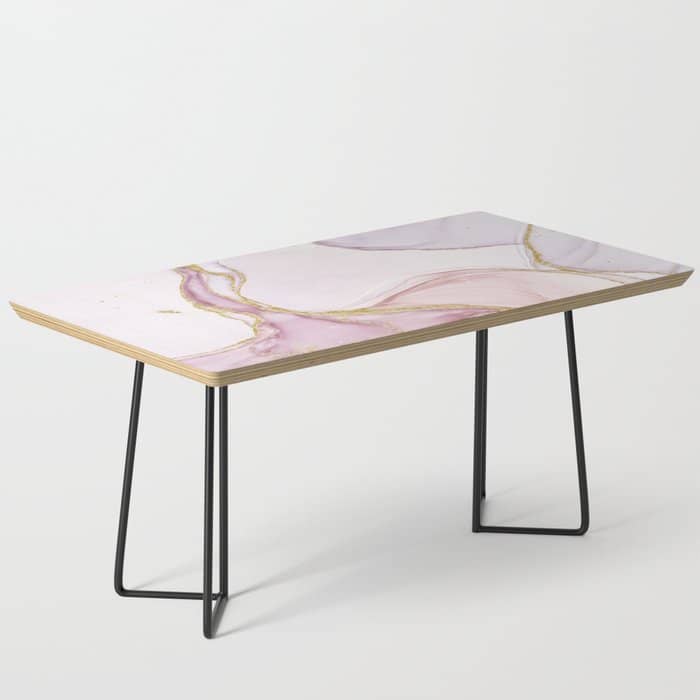 Blush Pink And Gold Alcohol Ink Marble Coffee Table