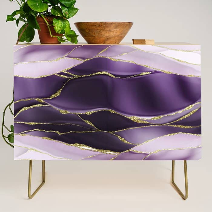 Day And Night Purple Marble Landscape Credenza