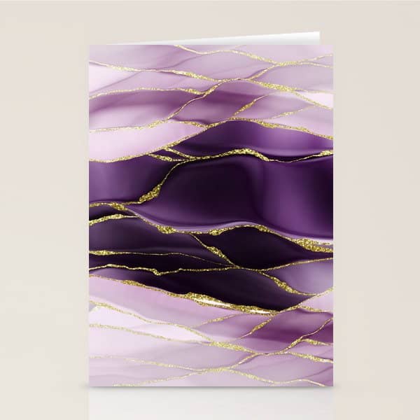 Day And Night Purple Marble Landscape Stationery Card