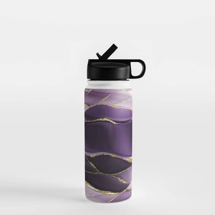 Day And Night Purple Marble Landscape Water Bottle
