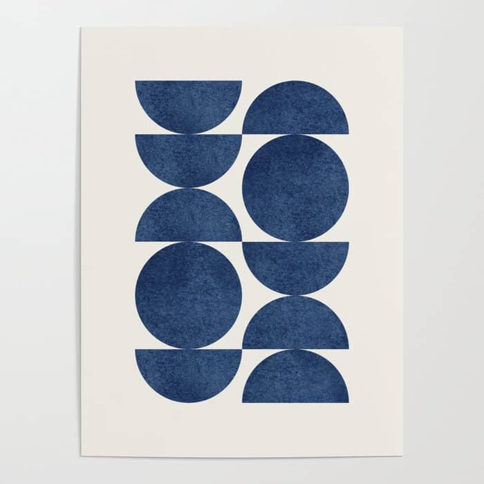 Blue Navy Retro Scandinavian Mid Century Modern Poster