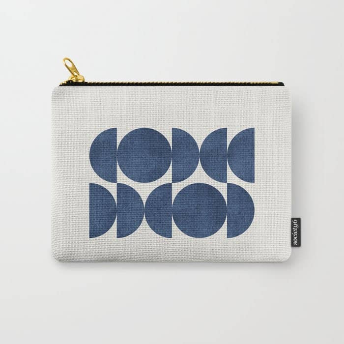 Blue Navy Retro Scandinavian Mid Century Modern Carry All Pouch