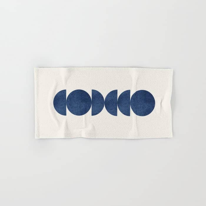 Blue Navy Retro Scandinavian Mid Century Modern Bath Towel