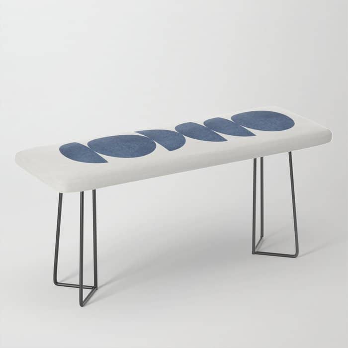 Blue Navy Retro Scandinavian Mid Century Modern Bench