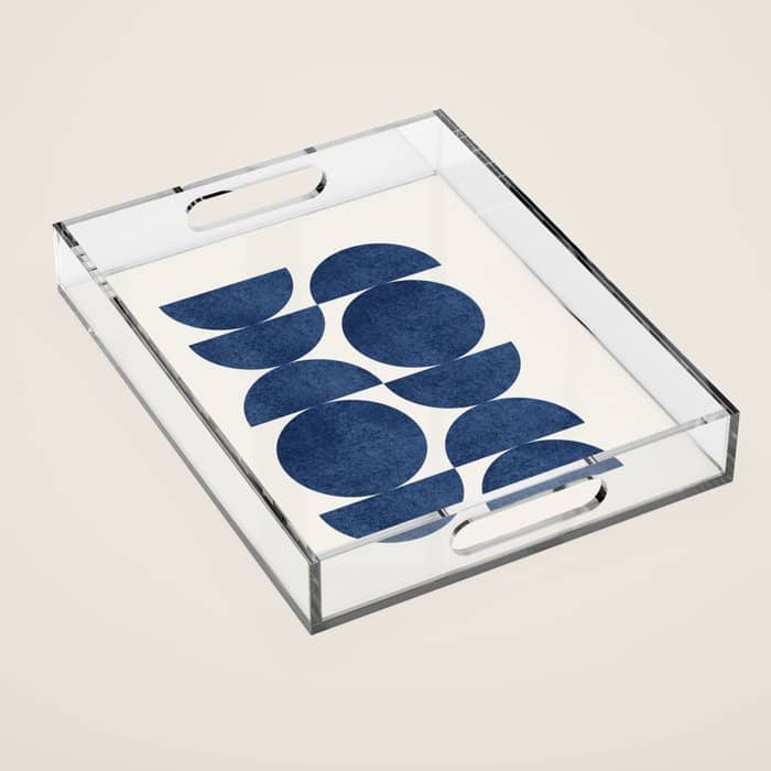 Blue Navy Retro Scandinavian Mid Century Modern Acrylic Tray