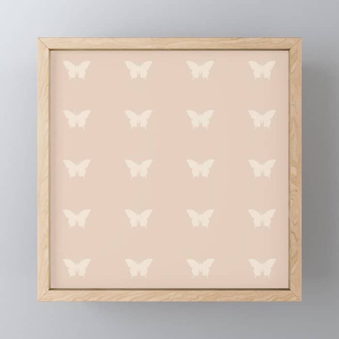 Butterfly Pattern - Neutral Pink Mini Art Print