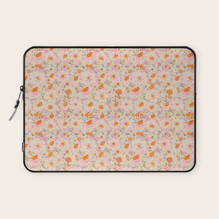 Faded Floral  - Pink / Citrus Laptop Sleeve