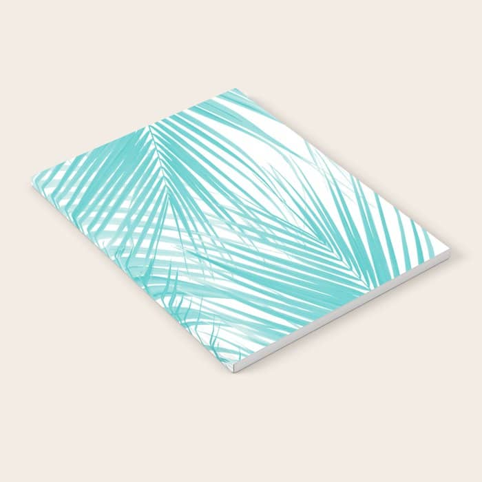Soft Turquoise Palm Leaves Dream - Cali Summer Vibes #3 #Tropical #Decor #Art Notebook