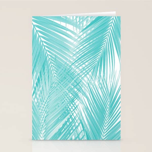 Soft Turquoise Palm Leaves Dream - Cali Summer Vibes #3 #Tropical #Decor #Art Stationery Card