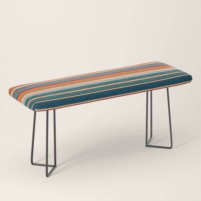 Serape Southwest Stripe - Orange & Dark Teal Bench