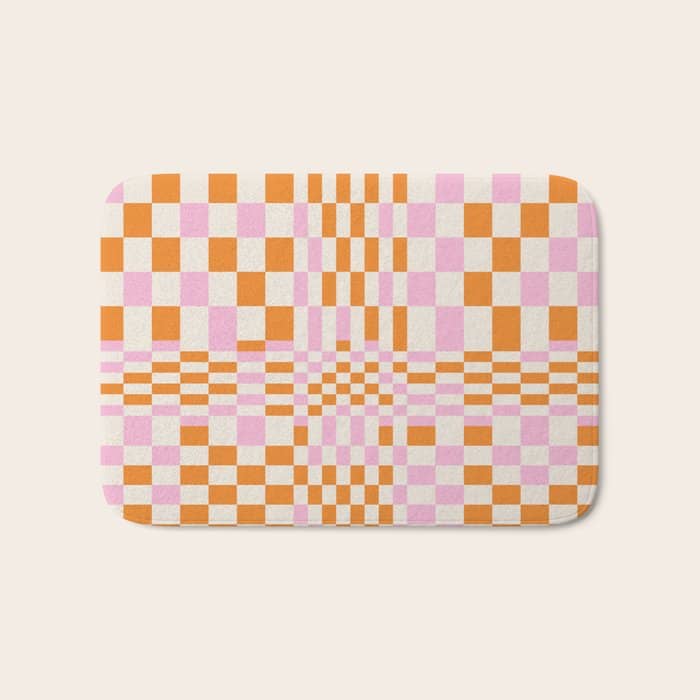 Happy Colorful Checkered Pattern  Bath Mat