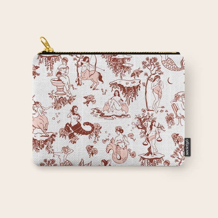 Zodiac Sign Astrology Toile Pattern Carry All Pouch