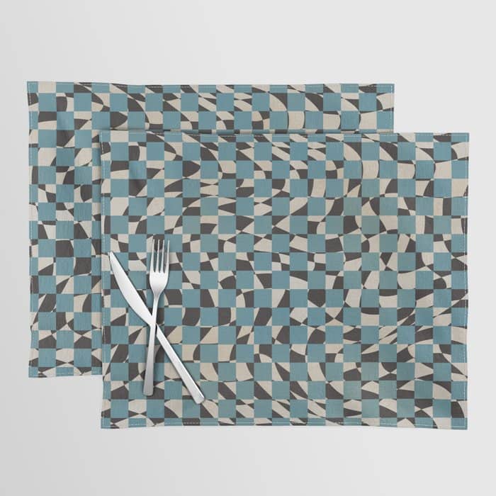 Abstract Checked Blue And Black Placemat