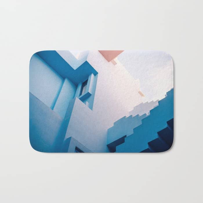 Muralla Roja Blue And Pink Geometric Walls Bath Mat
