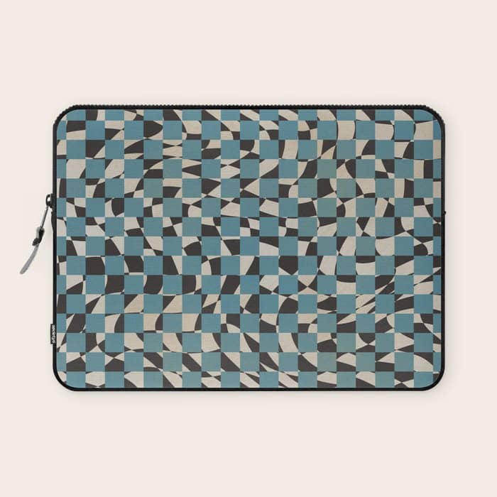 Abstract Checked Blue And Black Laptop Sleeve