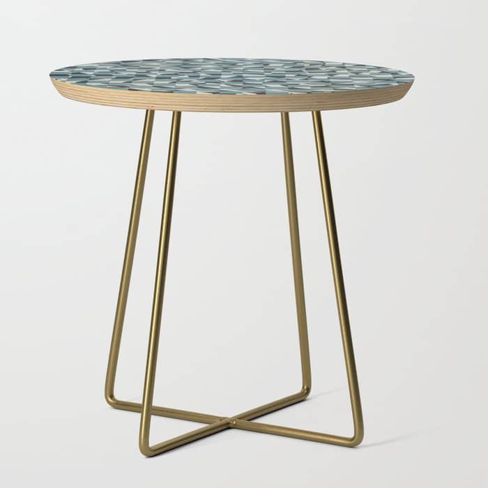 Abstract Checked Blue And Black Side Table