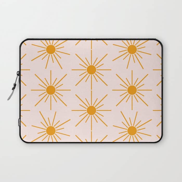 Sun Pattern On Pink Background Laptop Sleeve
