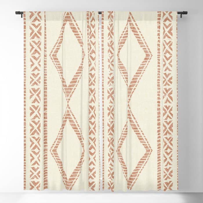 Oceania Diamond Stripes - Ginger On Cream Window Curtain