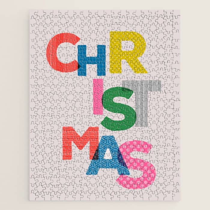 Christmas Colorful Typography Jigsaw Puzzle
