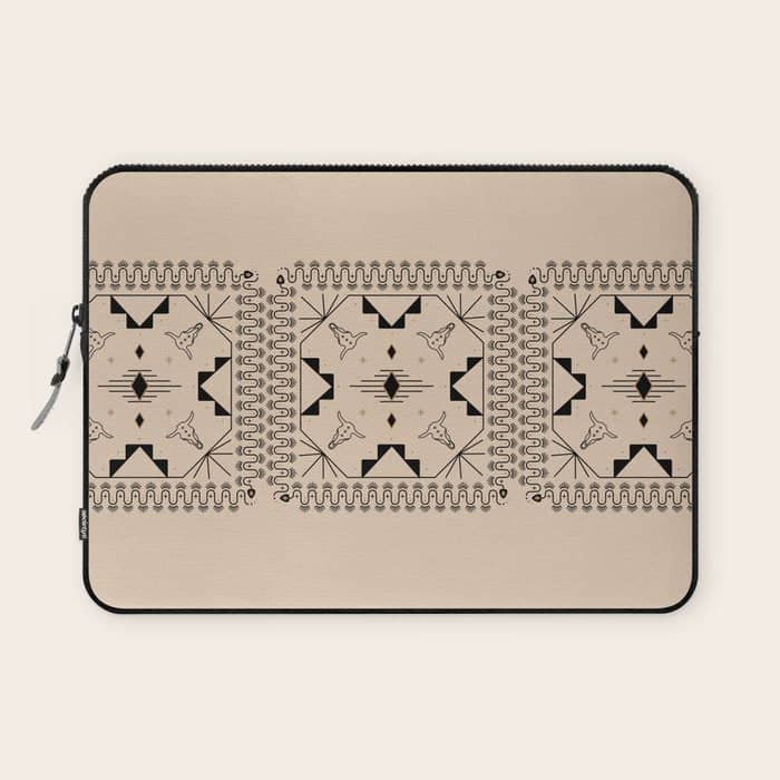 Lost Desert Tile - Black & Camel Laptop Sleeve