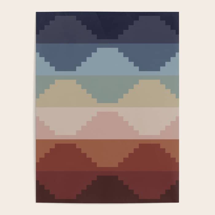 Geometric Aztec Pyramid Pattern Iii Poster