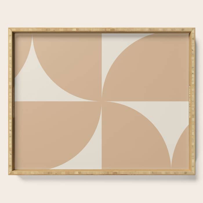 Bauhaus Mid Century Modern Geometric X Neutral Beige Serving Tray