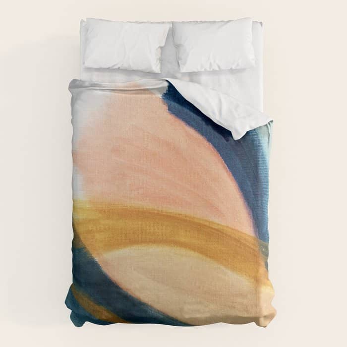 Slow As The Mississippi - Acrylic Abstract With Pink, Blue, And Brown Duvet Cover