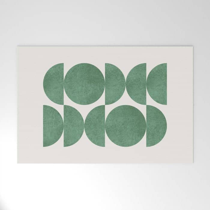Green Retro Scandinavian - Mid Century Modern Welcome Mat