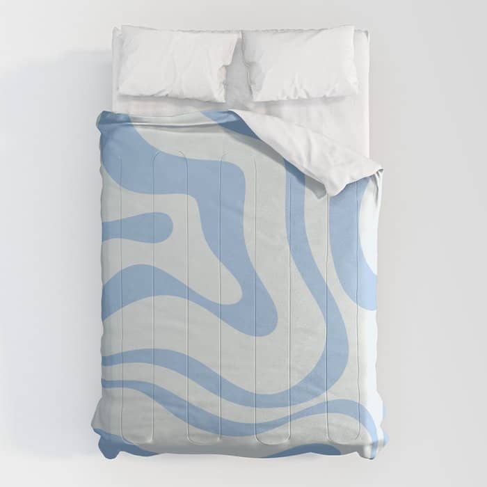 Soft Liquid Swirl Abstract Pattern Square In Powder Blue Comforter