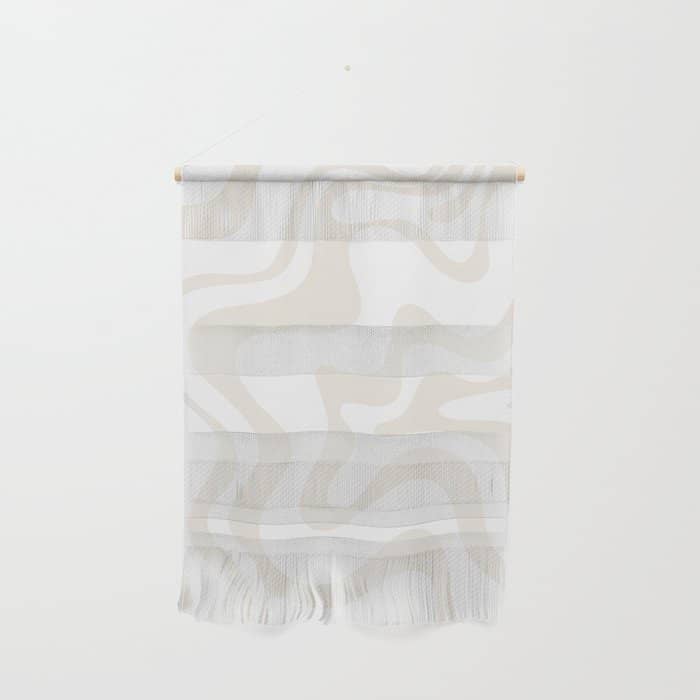 Liquid Swirl Abstract Pattern In Pale Beige And White Wall Hanging