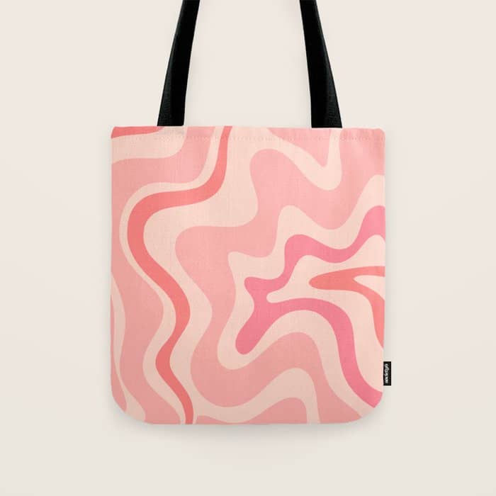 Retro Liquid Swirl Abstract In Soft Pink Tote Bag