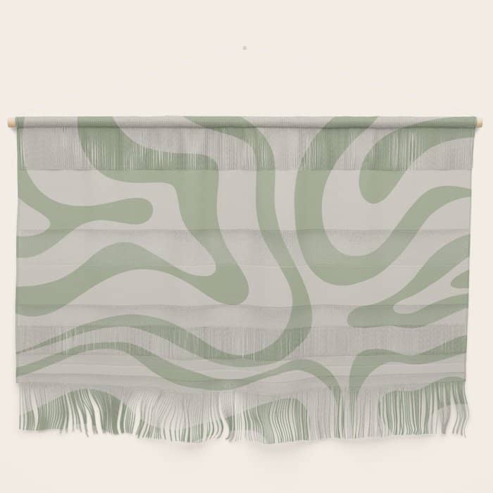 Liquid Swirl Abstract Pattern In Almond And Sage Green Wall Hanging