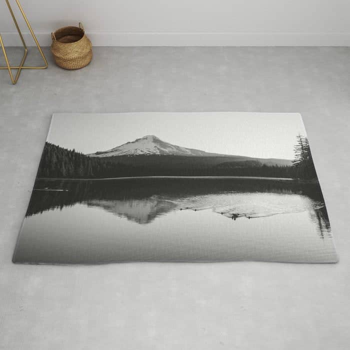 Wild Mountain Sunrise - Black And White Nature Photography Rug